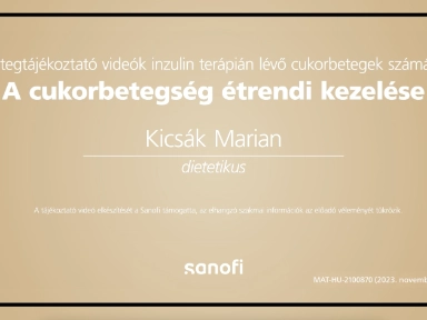 2.2 Kicsák Marian - A cukorbetegség étrendi kezelése