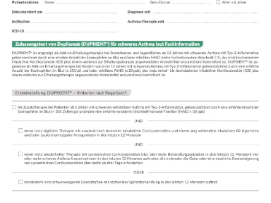 Asthma Erstattungscheckliste