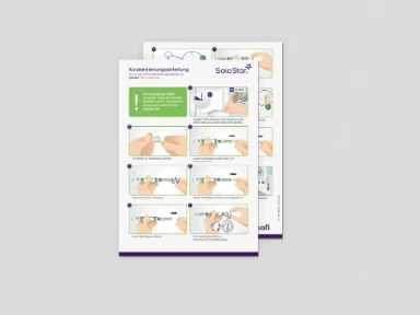 Toujeo® SoloStar® – Kurzbedienungsanleitung visualisiert (DE, FR, AL, EN, PT, RO, TR)