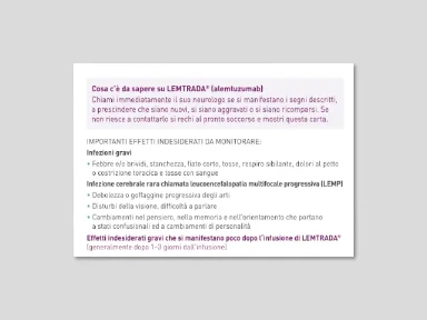 Lemtrada® - Carta per il paziente