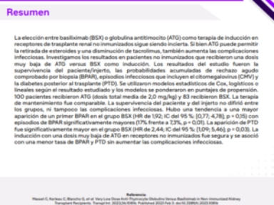 Abstract - Dosis muy bajas de globulinas antitimocitos versus basiliximab
