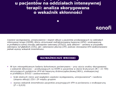 Heparyna niefrakcjonowana w porównaniu  z enoksaparyną w profilaktyce ŻChZZ  u pacjentów na oddziałach intensywnej  terapii: analiza skorygowana  o wskaźnik skłonności
