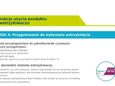 Materiał edukacyjny skierowany do pacjentów na temat użycia wstrzykiwacza dla leku Praluent 300 mg