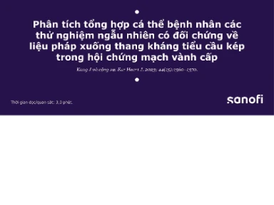 Phân Tích Tổng Hợp Cá Thể Bệnh Nhân Các Thử Nghiệm Ngẫu Nhiên Có Đối Chứng Về Liệu Pháp Xuống Thang Kháng Tiểu Cầu Kép Trong Hội Chứng Mạch Vành Cấp