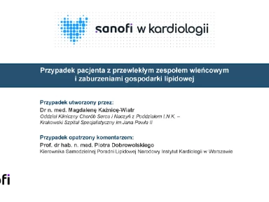 Przypadek kliniczny pacjenta z przewlekłym zespołem wieńcowym i zaburzeniami gospodarki lipidowej