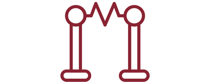 Icon of a waveform between two posts.