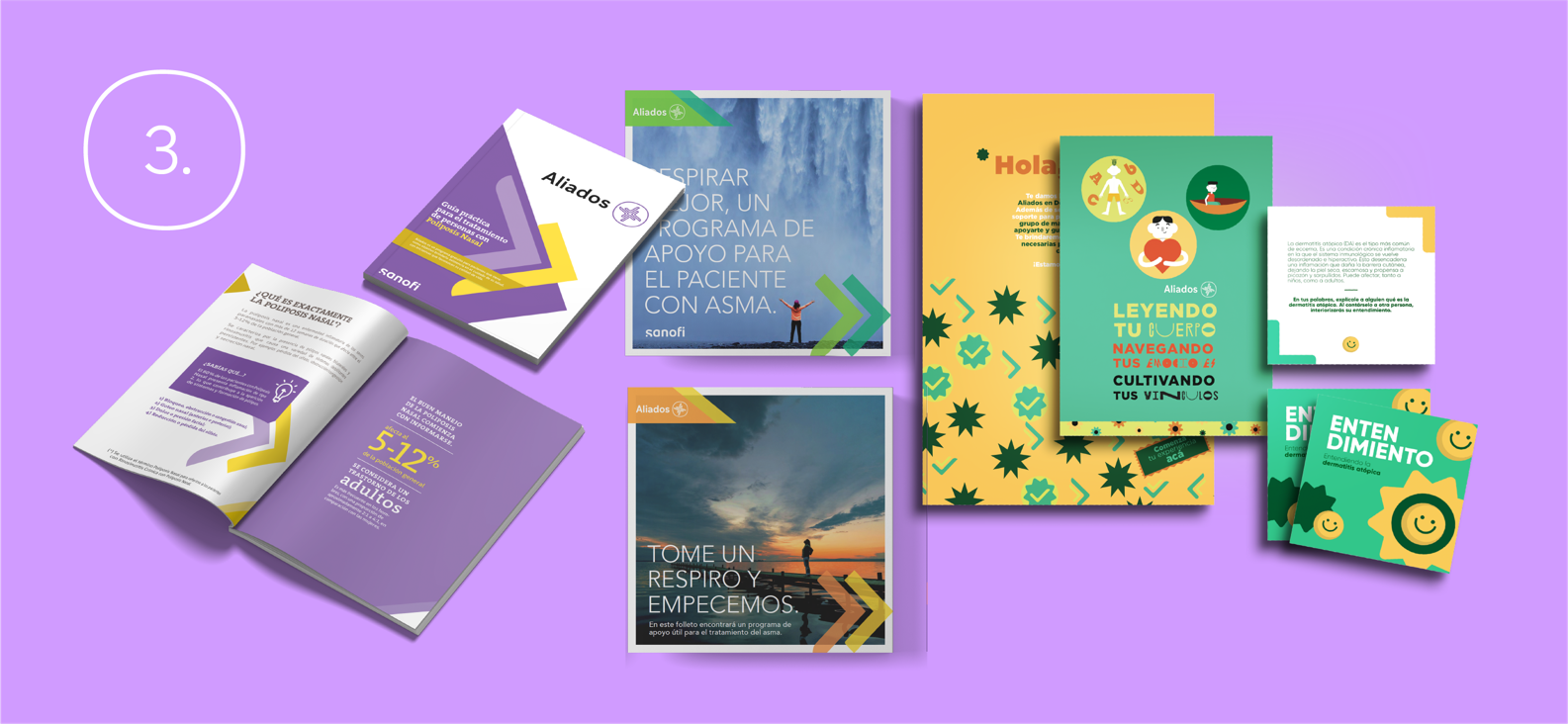 Varios libros y material literario sobre el programa pacientes