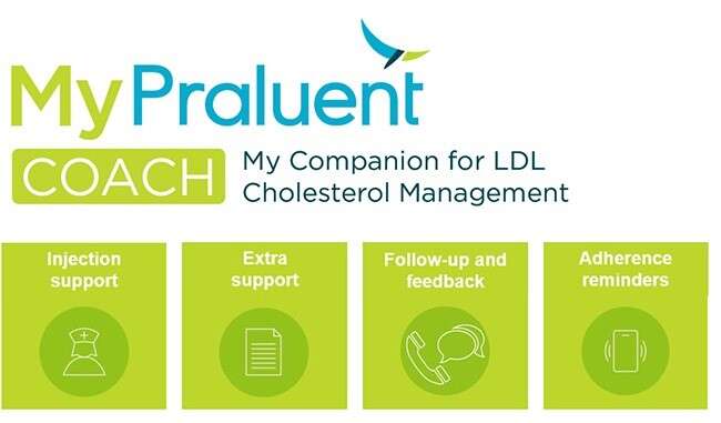 MyPraluent Coach. My Companion for LDL Cholesterol Management. Features: Injection support, Extra support, Follow-up and feedback and Adherence reminders.