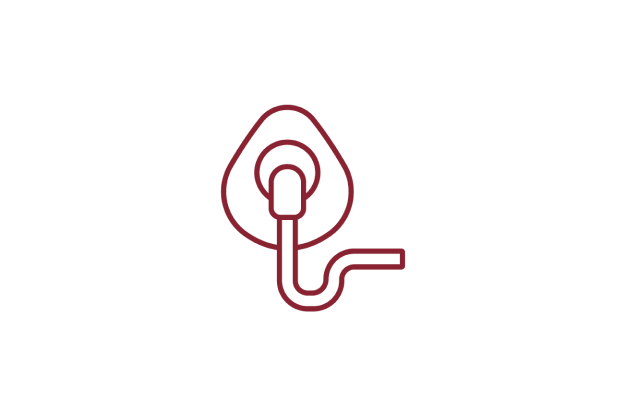Icon of a breathing mask with tubing.