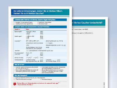 Vorschaubilder Diagnosekarte Morbus Gaucher für Gastroeneterologen